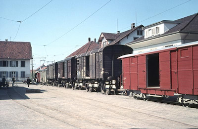 WSB Unterkulm, Güterzug mit Rollböcken, 1956