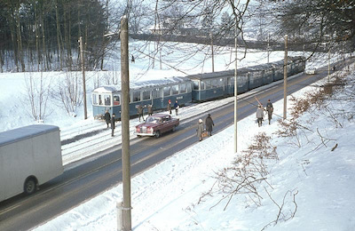 WSB Distelbergeinschnitt, Zug mit 4 Vierachsern, 1966