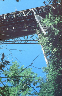 GBS Schwarzwasserbrücken von unten, Bahn und Strasse, 1965
