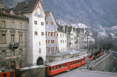 RhB Arosabahn beim Obertor Chur, 1969