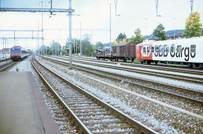 SBB, Oensingen, Werbewagen SBB Cargo, NPZ, Aufnahme 1991