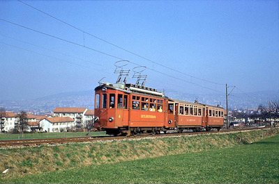 BZUe, Zürich Triemli, Personenzug mit Be 2/2 4, Aufnahme 1957