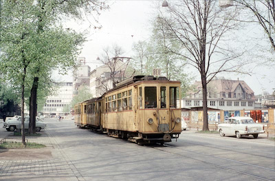 BEB Dreiwagenzug, Basel St. Jakobs-Strasse, 1964