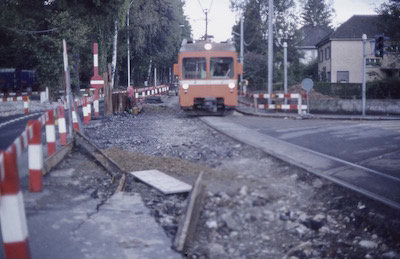 WSB Aarau, Überg. Hallwilstrasse, altes Geleise, 1980