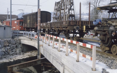 WSB Bleien, Güterzug, neue Brücke, 1984