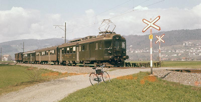 SBB, Felsenau, Personenzug mit BDe 4/4, Aufnahme 1957