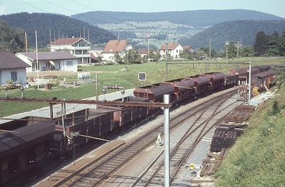 SBB Kohlenwagen, Bahnhof Zwingen, 1965