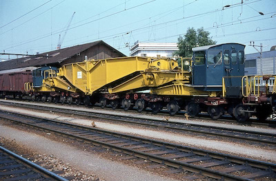 SBB Schwertransportwagen leer, Brugg, 1968