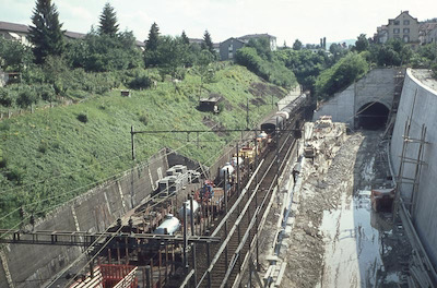 SBB Oerlikon, Käferbergtunnel im Bau, 1966