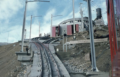 PB Station Pilatus Kulm, neue Geleise, Weiche, 1965