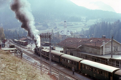 RhB Dampf, Tiefencastel, 1965