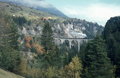 RhB Landwasser-Viadukt, Dampf-Extrazug, 1965
