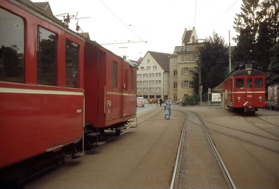 Frauenfeld-Wil-Bahn, Frauenfeld-Stadt, Be 4/4 204, Aufnahme 1977