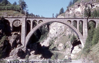 RhB Unterengadin, Brücke, Guarda, 1957
