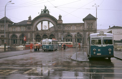 Luzern, ausgebrannter Bahnhof, 1974