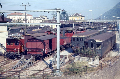 SBB, Bellinzona, Abstellgleise, Aufnahme 1970