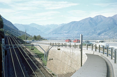 SBB, Strecke Bellinzona-Chiasso, Monte Ceneri, Magadino-Ebene, Lago Maggiore, Aufnahme 1970