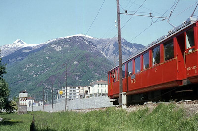 Bellinzona-Mesocco-Bahn, Molinazzo, RhB ABDe 4/4 455, Aufnahme 1967