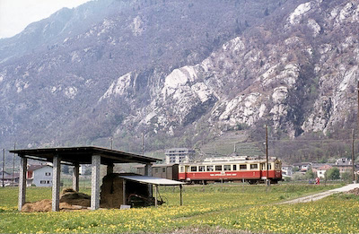 Bellinzona-Mesocco-Bahn, S. Vittore, AB ABe 4/4 41, Aufnahme 1972