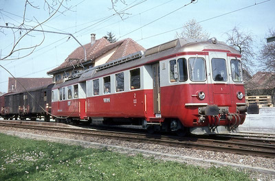 Wohlen-Meisterschwanden-Bahn, Sarmenstorf, BDe 4/4 1, Aufnahme 1968