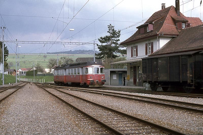 Wohlen-Meisterschwanden-Bahn, Fahrwangen-Meisterschwanden, BDe 4/4 2, Aufnahme 1980