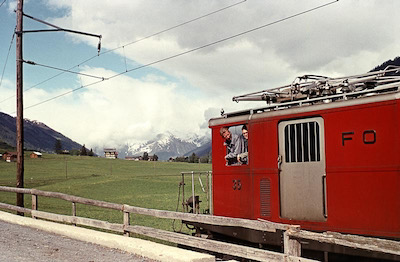 Furka-Oberalp-Bahn, Gluringen, HGe 4/4 35, Aufnahme 1956