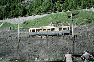 Schöllenenbahn, Göschenen, ABFhe 2/4 41, Aufnahme 1957