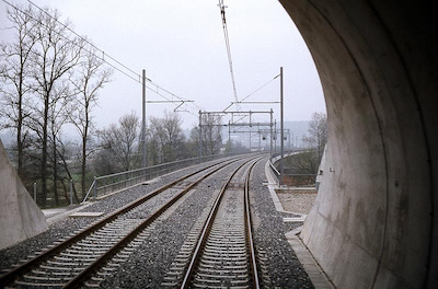 SBB, Bornlinie, Borntunnel am Eröffnungstag, Aufnahme April 1981