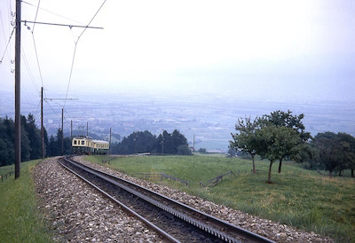 SGA, Kreuzstrasse, Personenzug aus Altstätten kommend mit ABDeh 4/4 der Serie 6-8, Aufnahme 1973