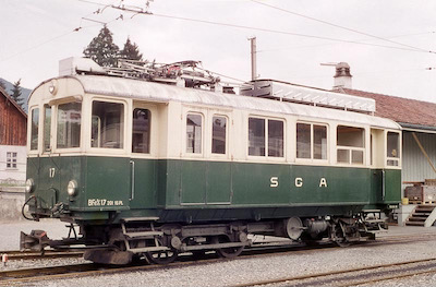 SGA, Altstätten, Triebwagen BFe 2/3 (ex. AG 2), Aufnahme 1965