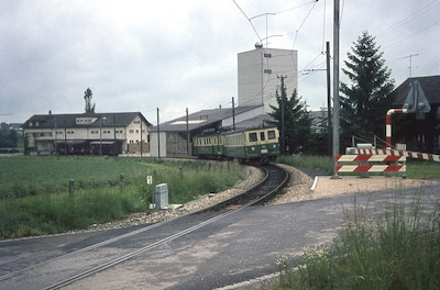 SZB, Fraubrunnen, Pendelzug mit ABDe 4/4 3, Aufnahme 1969